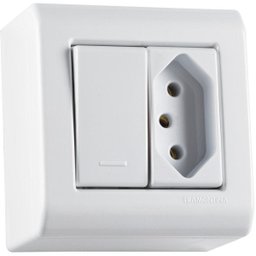 Caixa de Sobrepor 1 Interruptor Simples 10A 250 V e 1 Tomada 2P+T 20A 250V Tramontina LizFlex Branca - 2