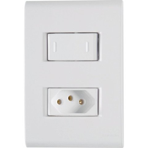 Conjunto 4x2 com 1 Interruptor Paralelo 10 a 250 V e 1 Tomada 2p+t 20 a 250 V Tramontina Liz Branco
