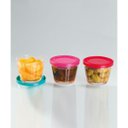 Ver imagem 2 de Kit 4 Tigelas Pequenas Potes Americanos de Vidro 150ml Marinex com Tampa Plástica Colorida