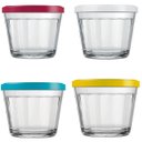 Ver imagem 1 de Kit 4 Tigelas Pequenas Potes Americanos de Vidro 150ml Marinex com Tampa Plástica Colorida
