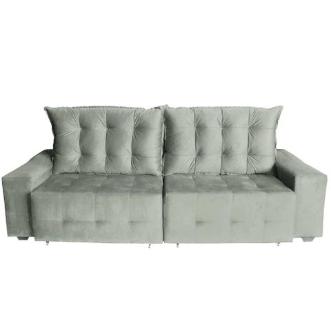 Sofá Euro Retrátil e Reclinável 220cm Veludo Light Cinza – Ws Estofados