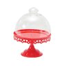 Boleira Metal Vermelho Com Pé E Cúpula De Vidro 16 Cm Ø - 1