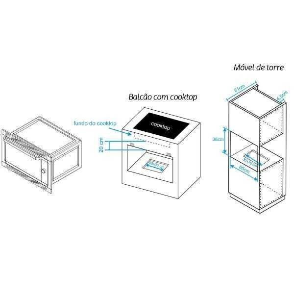 Forno Elétrico para Embutir Decorato Gourmet 44 Litros Mueller 127v Preto - 5