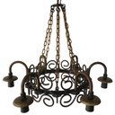 Ver imagem 1 de Lustre Rústico Com Corrente Rococó Para Salas de Estar e Varandas Libertas Rosas Artesanato Verniz