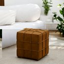 Ver imagem 3 de Conjunto 2 Puffs Decorativos Augusto 43cm e 70cm Sala de Estar Couro Caramelo Manchado G88 - Gran Be