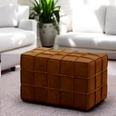 Ver imagem 2 de Conjunto 2 Puffs Decorativos Augusto 43cm e 70cm Sala de Estar Couro Caramelo Manchado G88 - Gran Be
