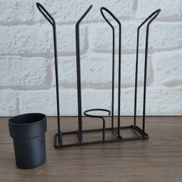 Suporte Porta Copo Descartável 50 80ml e 180 200ml Organizador de Copos e Colheres Café Preto Fosco  - 7