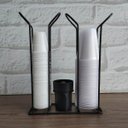 Ver imagem 3 de Suporte Porta Copo Descartável 50 80ml e 180 200ml Organizador de Copos e Colheres Café Preto Fosco