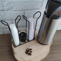 Suporte Porta Copo Descartável 50 80ml e 180 200ml Organizador de Copos e Colheres Café Preto Fosco  - 6