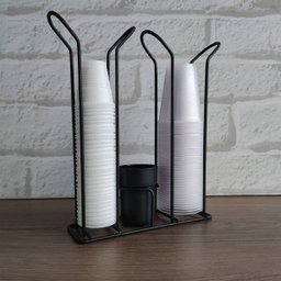 Suporte Porta Copo Descartável 50 80ml e 180 200ml Organizador de Copos e Colheres Café Preto Fosco  - 2