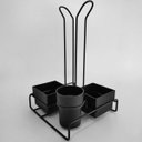 Ver imagem 5 de Suporte Porta Copos Descartáveis 50 E 80ml Organizador Porta Sachês Colheres Açúcar Stolf Preto