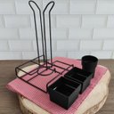 Ver imagem 4 de Suporte Porta Copos Descartáveis 50 E 80ml Organizador Porta Sachês Colheres Açúcar Stolf Preto