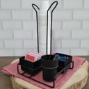 Ver imagem 6 de Suporte Porta Copos Descartáveis 50 E 80ml Organizador Porta Sachês Colheres Açúcar Stolf Preto