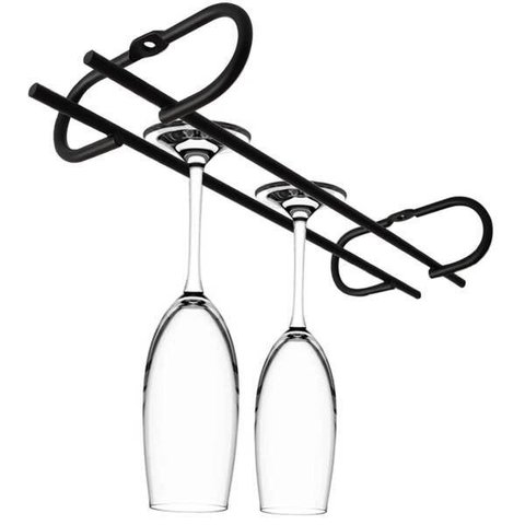 Suporte para Taças Suspenso 25cm Reto Porta Taças de Teto Preto Fosco