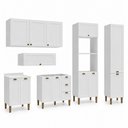 Ver mais imagens de Cozinha Compacta Modulada 6 Peças 13 Portas 3 Gavetas 305cm Provençal Branco - Mademovel