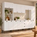 Ver imagem 2 de Cozinha Compacta Modulada 6 Peças 13 Portas 3 Gavetas 305cm Provençal Branco - Mademovel