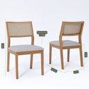 Ver imagem 2 de Kit 8 Cadeiras para Sala de Jantar Estofadas Oiti Cinza/Madeira