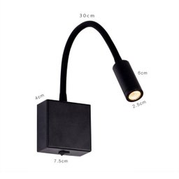 Arandela Pix Preta Articulável Cabeceira LED 3W 3000K Bivolt - 3