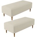 Ver imagem 1 de Kit 2 Puffs Decorativos Sala de Estar Bali W01 Pés Palito 120x50cm Suede Bege