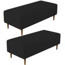 Ver imagem 1 de Kit 2 Puffs Decorativos Sala de Estar Bali W01 Pés Palito 120x50cm Suede Preto