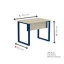 Ver imagem 4 de Escrivaninha Mesa Escritório PE25 90cm Castanheira e Azul Delrei Cinza