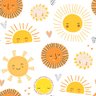 Papel de Parede infantil com ícones de sol fofos. textura criativa de verão, ilustração - 1