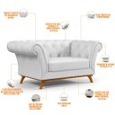 Ver imagem 4 de Sofá 2 Lugares para Sala de Estar Império 1,50M D02 Corano Branco C-12 - LyAM Decor