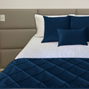 Ver imagem 1 de Kit Peseira + capas de almofadas drapeadas-Azul marinho