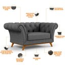 Ver imagem 4 de Sofá 2 Lugares para Sala de Estar Império 1,50M D02 Linho Cinza Escuro C-416 - LyAM Decor