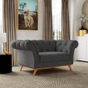 Ver imagem 2 de Sofá 2 Lugares para Sala de Estar Império 1,50M D02 Linho Cinza Escuro C-416 - LyAM Decor