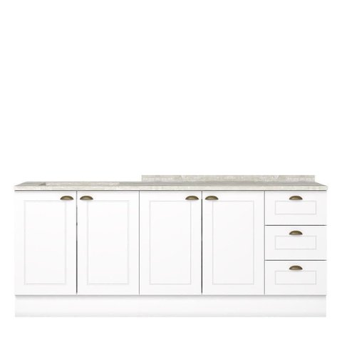 Cozinha Modulada Americana 2 Peças Balcões 120cm e 80cm Branco/Calcare com Tampos MDP - Móveis