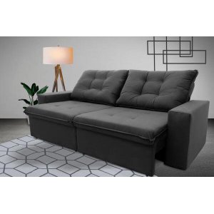 Sofá Retrátil/Reclinável Malta 2,00m Suede Velut com Molas no Assento King House