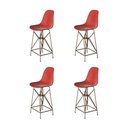 Ver imagem 1 de Kit 4 Banquetas Bistrô Alta Eames Vermelha Base Ferro Cobre - Cor: Vermelho