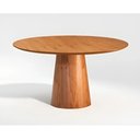 Ver imagem 1 de Mesa de Jantar Calêndula - Base Cone Madeira Laminada - Tampo Redondo Chanfrado 100% Mdf e Vidro Col