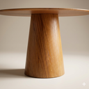 Ver imagem 4 de Mesa de Jantar Calêndula - Base Cone Madeira Laminada - Tampo Redondo Chanfrado 100% Mdf e Vidro Col