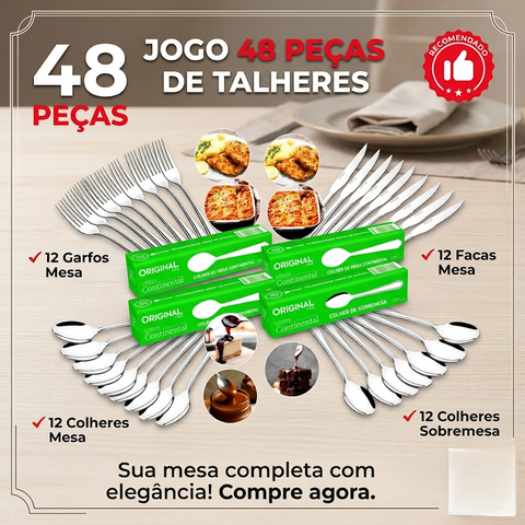Jogo Garfo Faca Colher Inox 48 Peças Garfo Faca Colher Restaurante Bufffet Premium Original Line