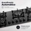 Ver imagem 6 de Cooktop 5 Bocas Tripla Chama 3,1KW com Vidro Temperado e Trempe de Ferro Fundido Clarice