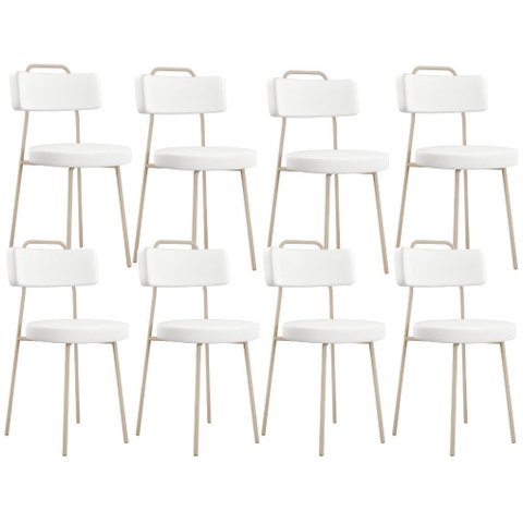 Kit 08 Cadeiras Decorativas Estofada Sala Jantar Barcelona Arena L02 Facto Branco - Lyam