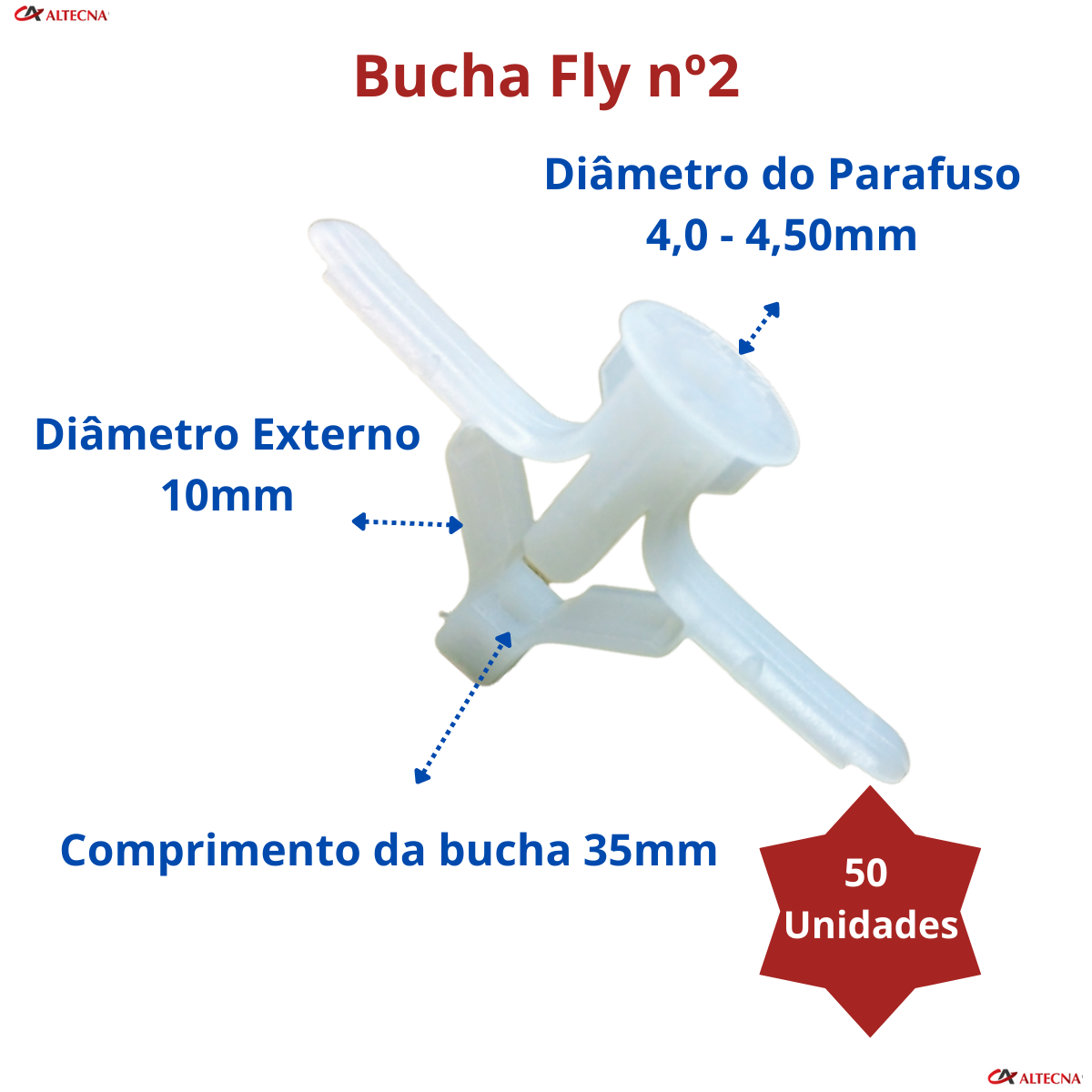 Bucha para Gesso Fly Nº2 (4 A 16mm) - Kit com 50 - 5