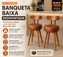 Ver imagem 2 de 4 Unidades Banqueta Baixa Pé Palito Madeira Eucalipto Estofada Encosto Madeira Jantar Resistente Mar