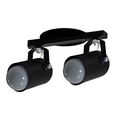 Spot No Trilho para 2 Lâmpadas - Direcionavel 360 Graus Cor Preto
