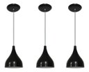 Ver imagem 1 de Kit 03 Lustres Pendente Colorido Balcão Cozinha Americana - Preto com Interior Branco