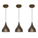 Ver imagem 1 de Kit 03 Lustres Pendente Colorido Balcão Cozinha Americana - Ouro Envelhecido