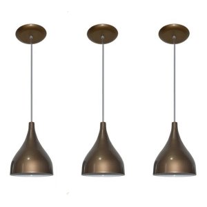 Kit 03 Lustres Pendente Colorido Balcão Cozinha Americana - Ouro Envelhecido