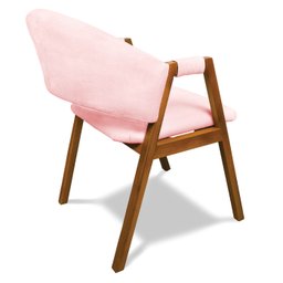 Cadeira Sala de Jantar em Madeira Yara Suede Rosa Bebê D03 - D’Rossi - 7