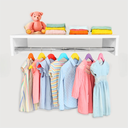 Ver imagem 5 de Cabideiro Arara Suspenso com Prateleira Porta Roupas Quarto Closet Loja