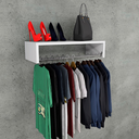 Ver imagem 6 de Cabideiro Arara Suspenso com Prateleira Porta Roupas Quarto Closet Loja