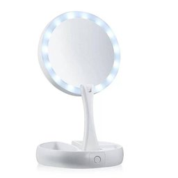 Espelho de Maquiagem Led Dobrável de Zoom 10x Dupla Face Usb - 1