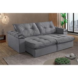 Sofá 5 Lugares Retrátil e Reclinável Martins M-164 Veludo Grafite - 2