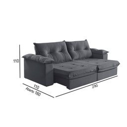 Sofá 5 Lugares Retrátil e Reclinável Martins M-164 Veludo Grafite - 3